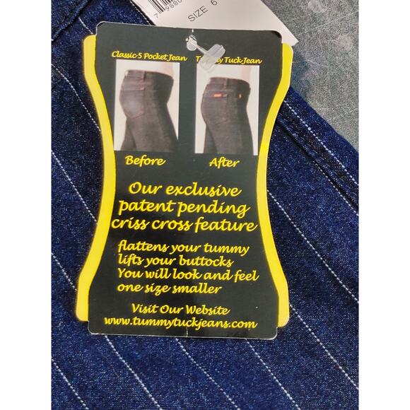 NYDJ Not Your Daughter's Tummy Tuck Jean Pinstripe Blue White Womens Size 6 NWT - Picture 6 of 9